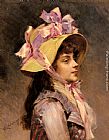 Raimundo de Madrazo y Garreta Portrait Of A Lady In Pink Ribbons painting